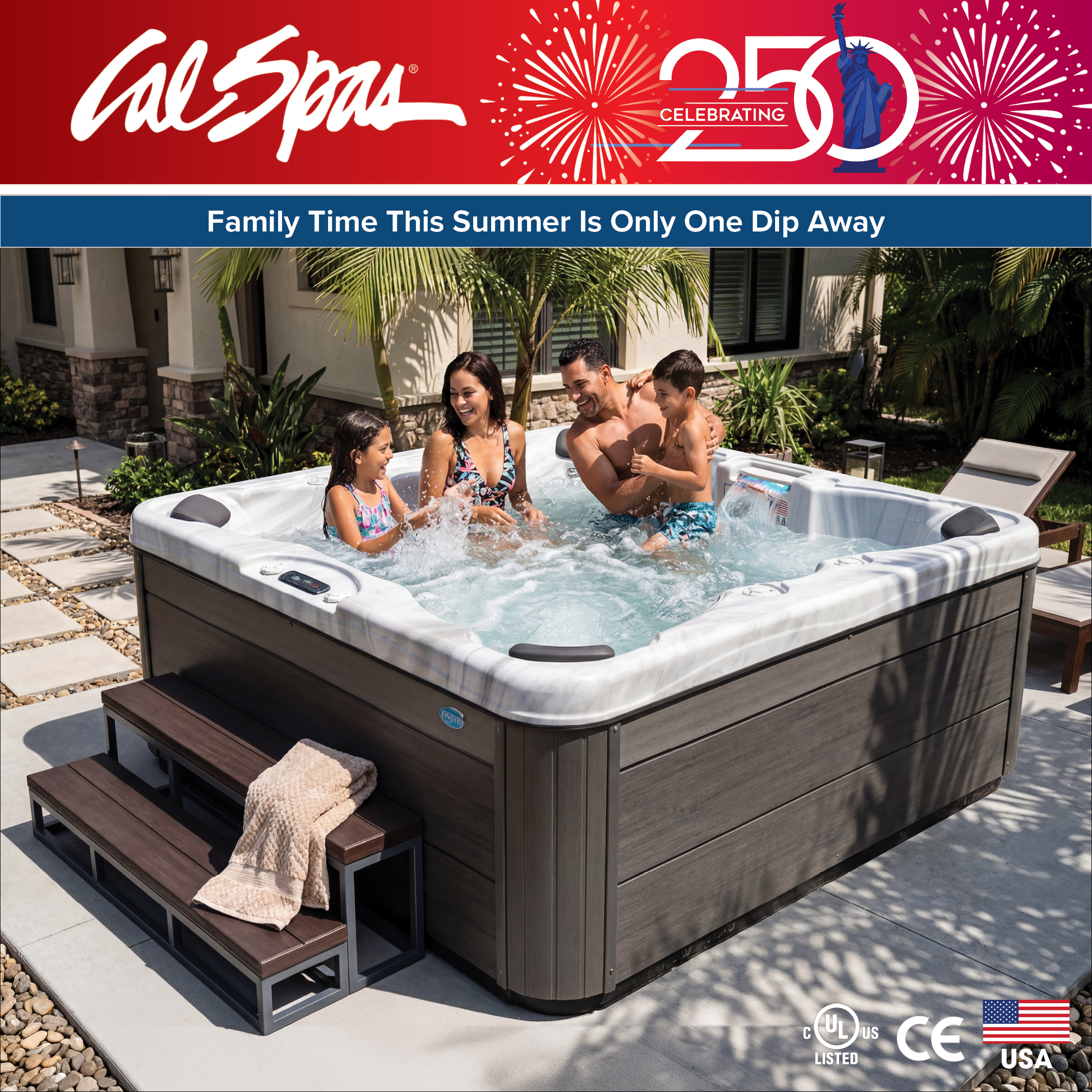 Calspas hot tub being used in a family setting - Cincinnati